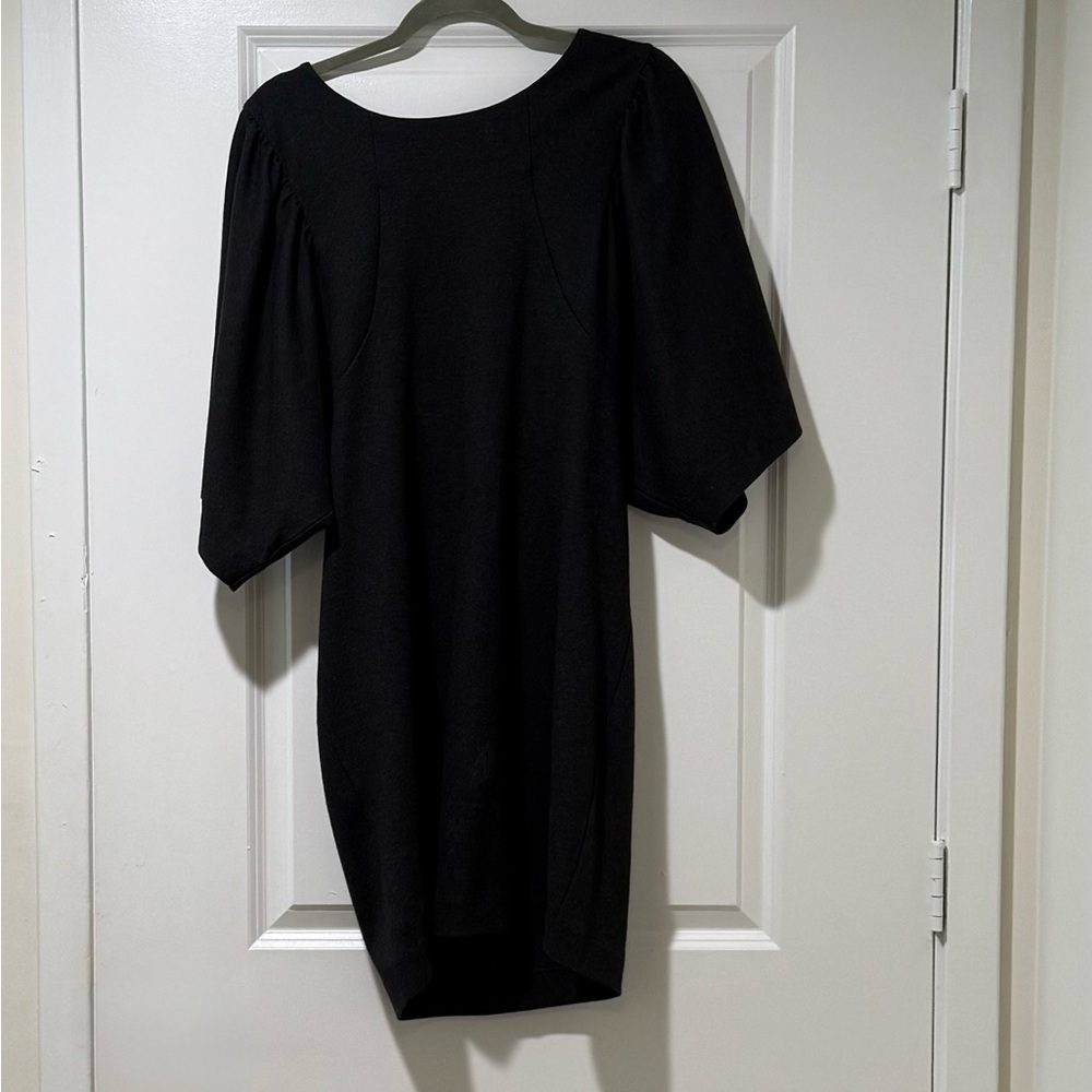 COS Black Sheath Dress with Bateau Neckline and Dolman Sleeves